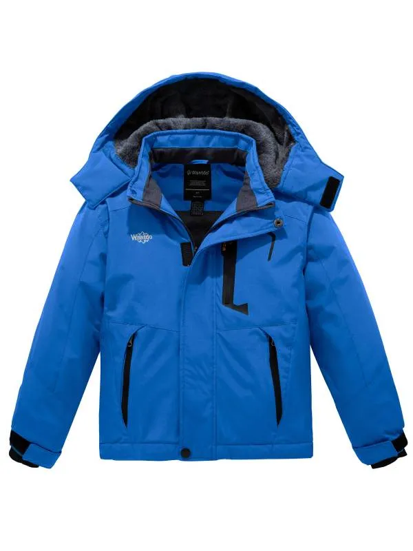 Boy's Waterproof Ski Jacket Mountain Snow Coat Fleece Winter Coats Hooded Raincoats