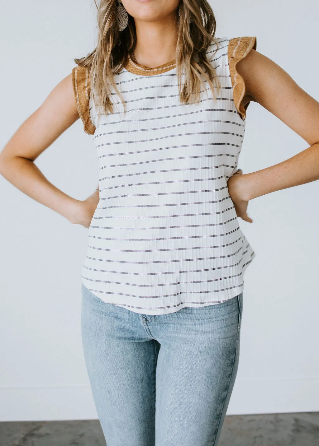 Bryn Striped Ruffle Top