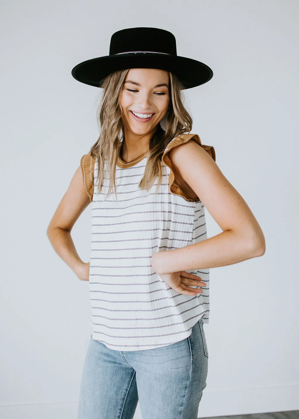 Bryn Striped Ruffle Top