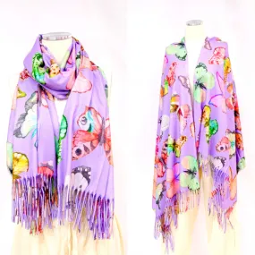 Cashmere Feel Butterfly Print Oversized Scarfs