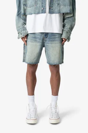 Frayed Denim Shorts - Blue