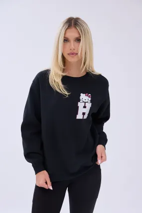 Hello Kitty H Graphic Crew Neck Relaxed Sweatshirt