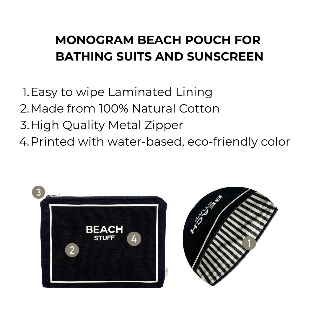 Monogram Beach Pouch for Bathing Suits and Sunscreen, Black