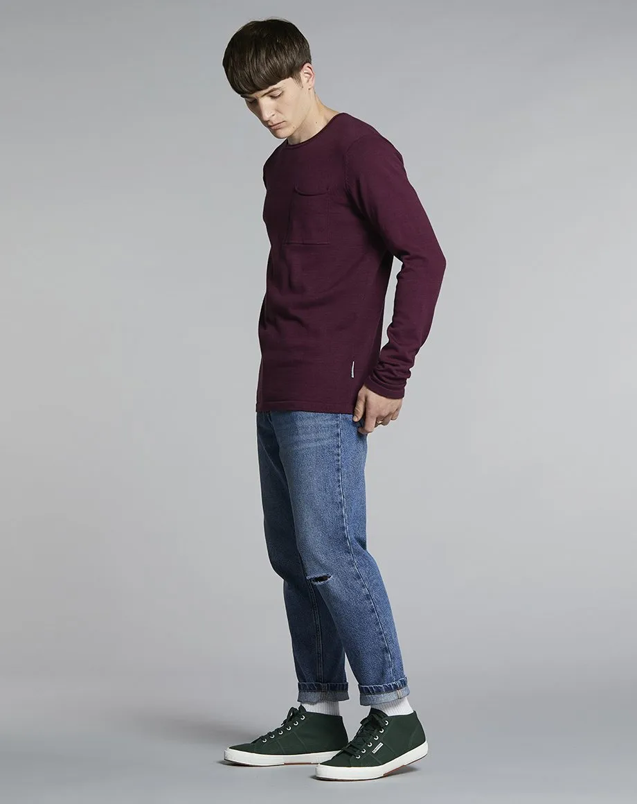 NILES FINE KNIT MENS JUMPER | PLUM