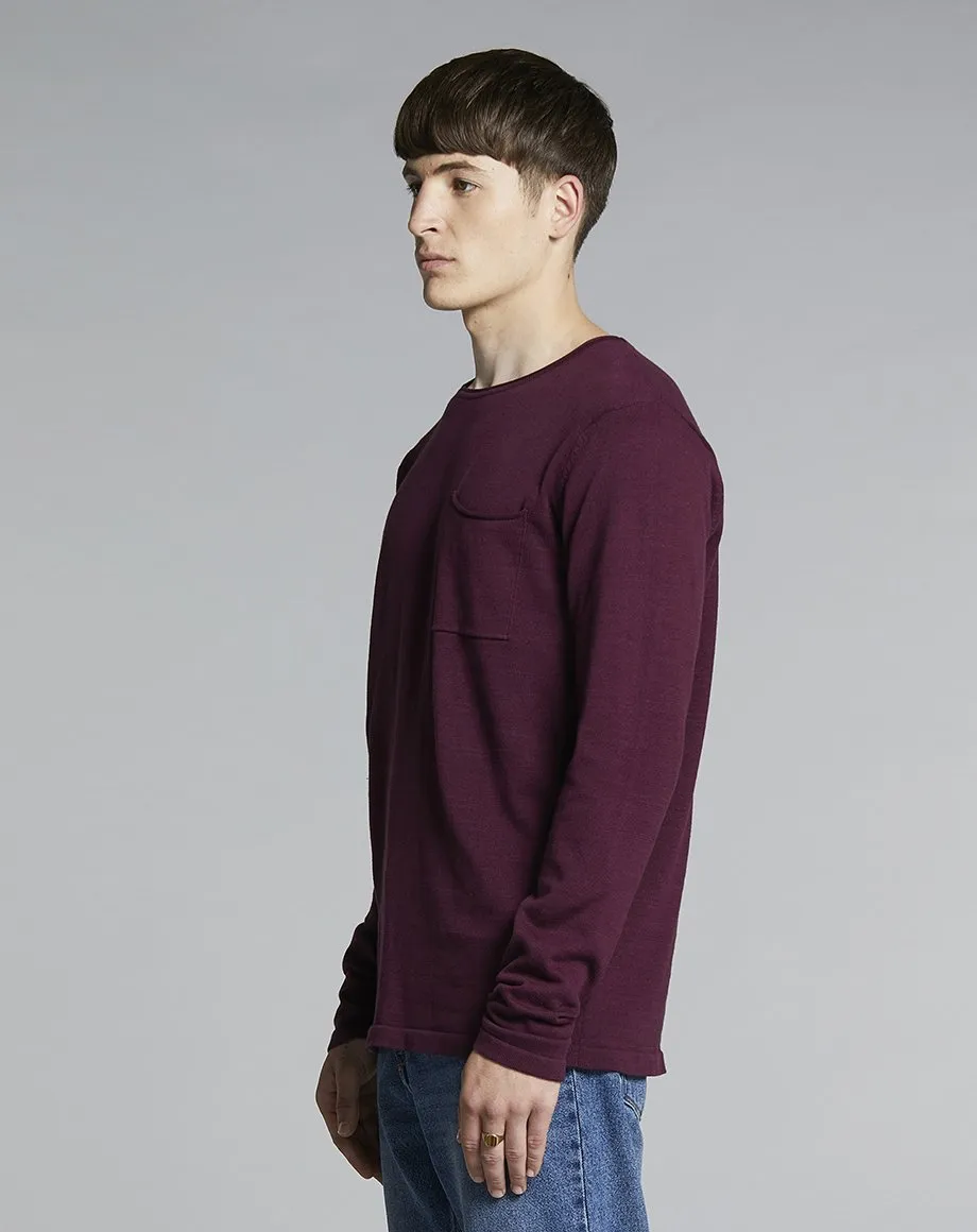 NILES FINE KNIT MENS JUMPER | PLUM