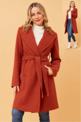 Phoebe Wrap Coat Rust