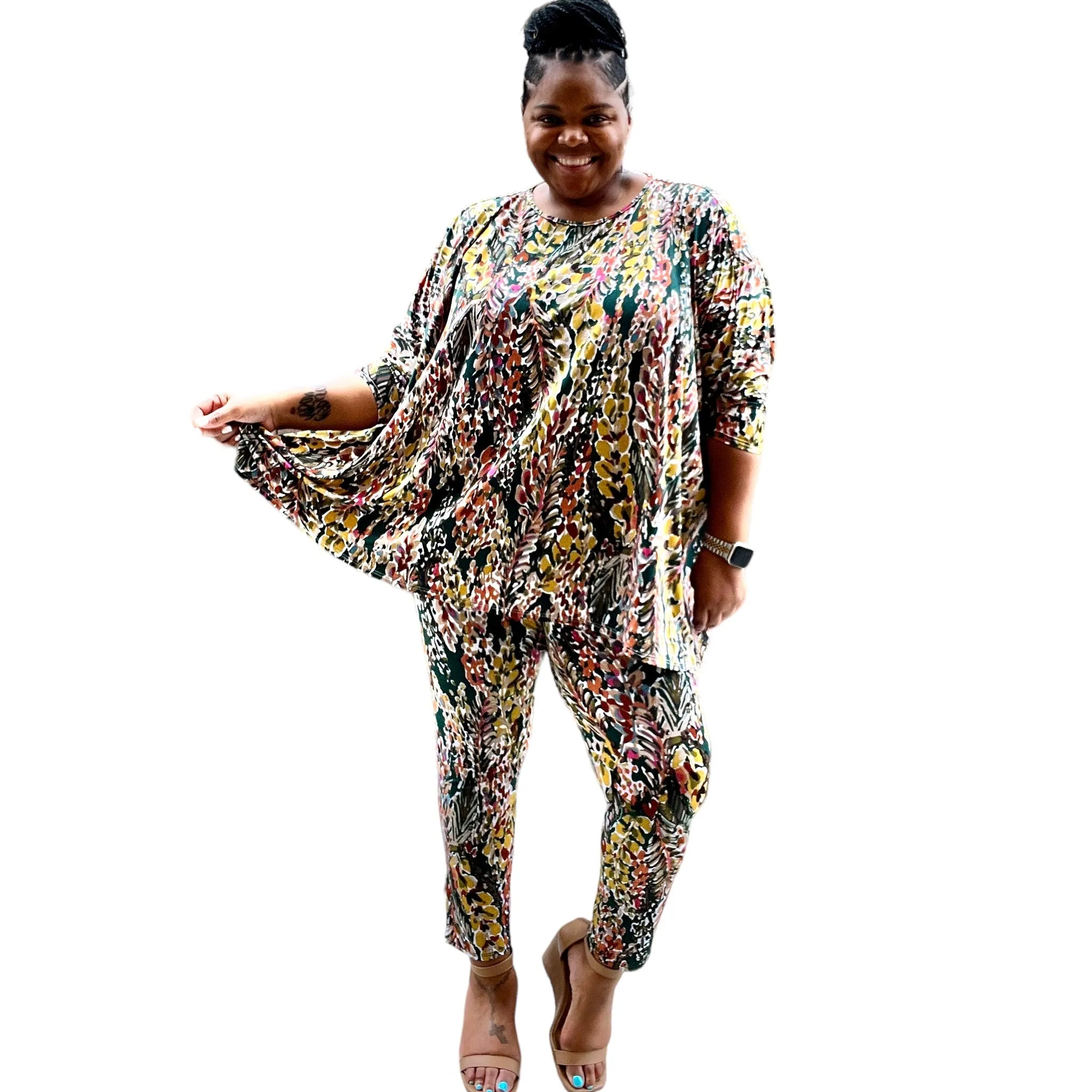 Plus Size Women’s Multicolored Leggings Set