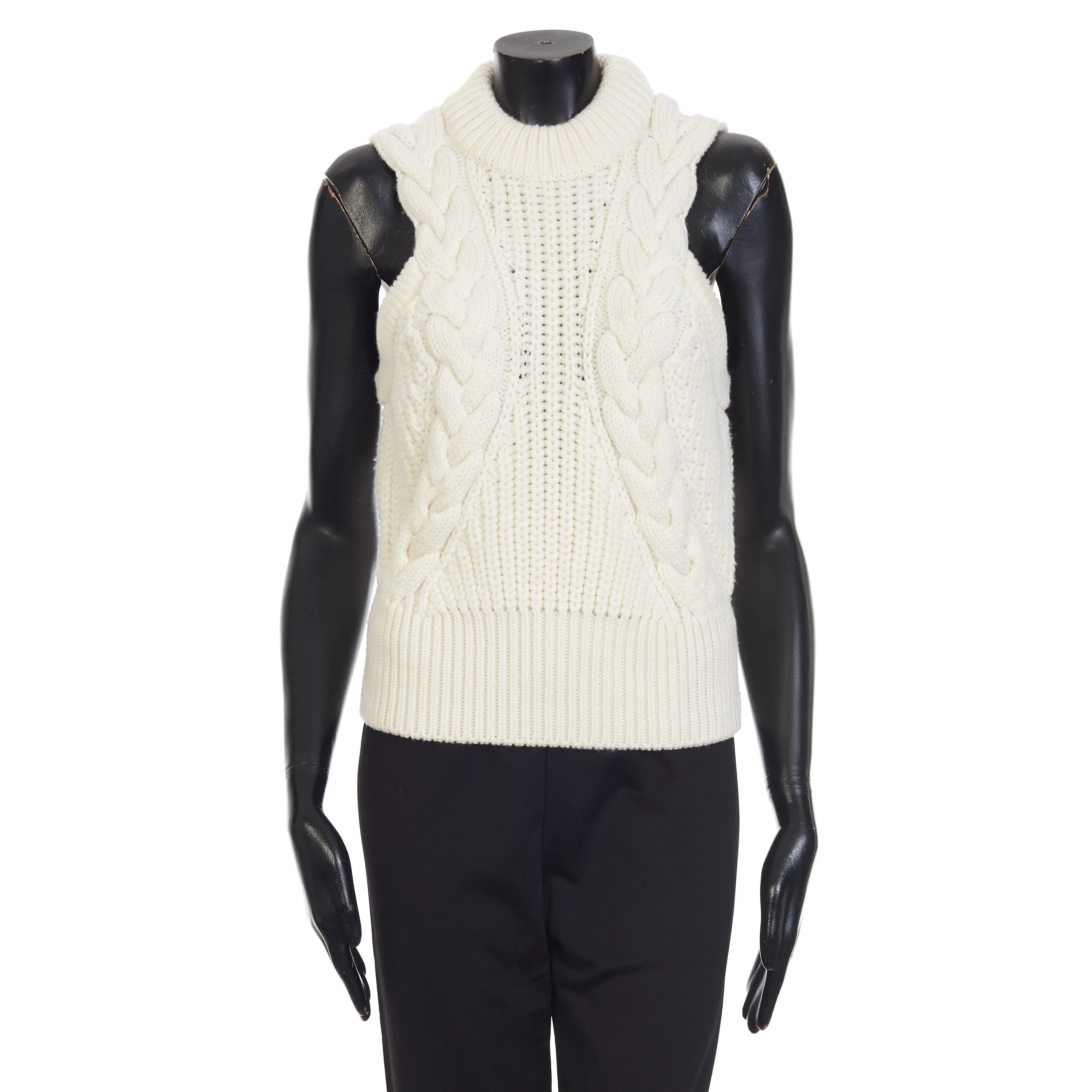 Women's Wool Cable Sleeveless Jumper In Ivory