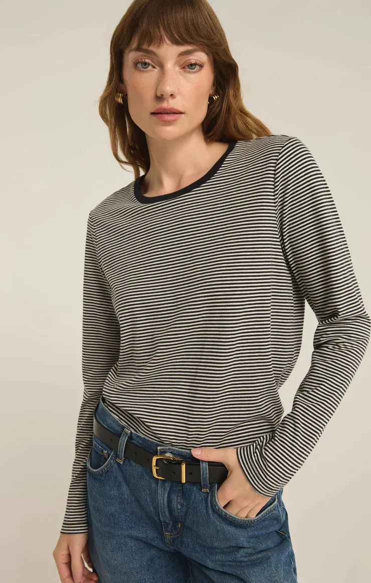 Z Supply Sailor Striped Long Sleeve Top (Black)